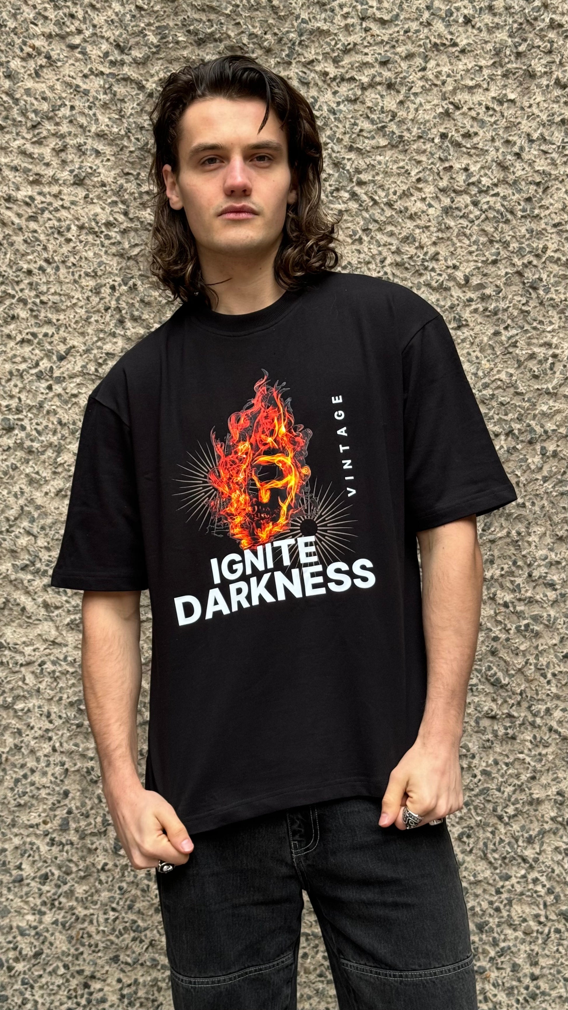 BLACK OVERSIZED IGNITE DARKNESS TEE