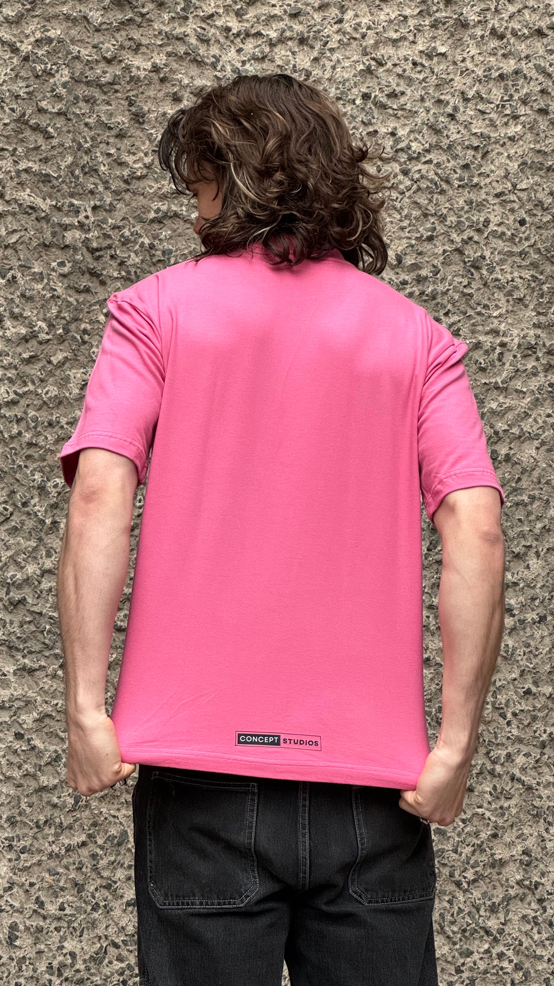 PINK OVERSIZED PARIS PALMS TEE