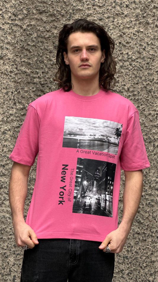 PINK OVERSIZED NYC GETAWAY T-SHIRT