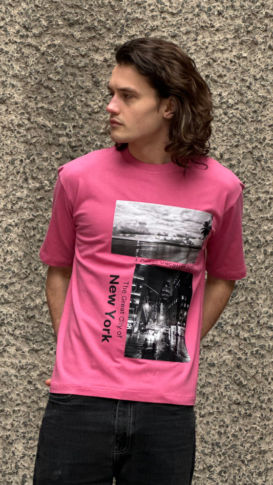 PINK OVERSIZED NYC GETAWAY T-SHIRT